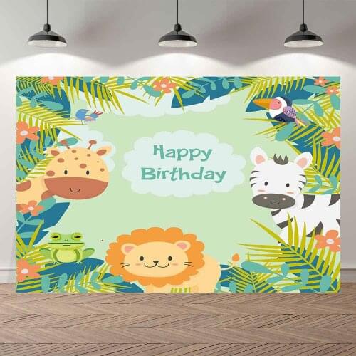 Seekpro Wild Life Safari Forest Lion Animals Baby Shower First One Year Boys Girl Birthday Party Photography Backdrop Background