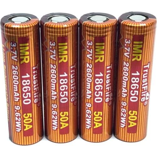 TrustFire IMR 18650 50A 3.7V 2600mah 9.62Wh Li-ion High-Rate Rechargeable Battery Lithium Batteries For LED Flashlights E-cigs