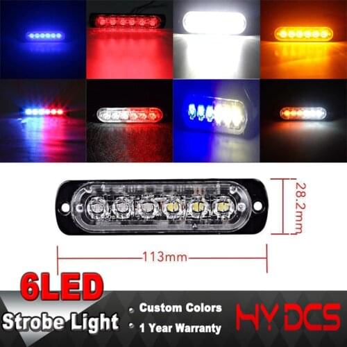18W 12-24V 6 Red LEDs Strobe Light 18 Modes Ultra-Thin Emergency Flash Warning Caution Light For Trucks Cars Motorcycles A30