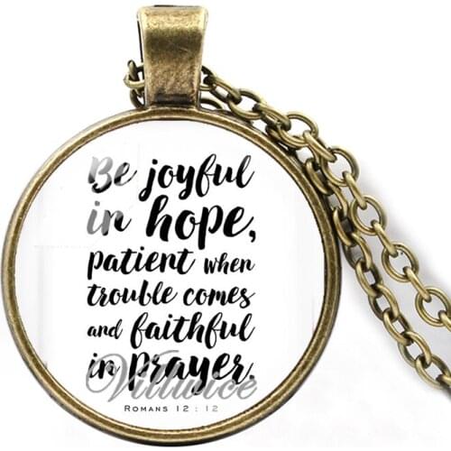 VILLWICE vintage bible verse necklace be joyful in hope scripture quote jewelry for women men christian faith gifts