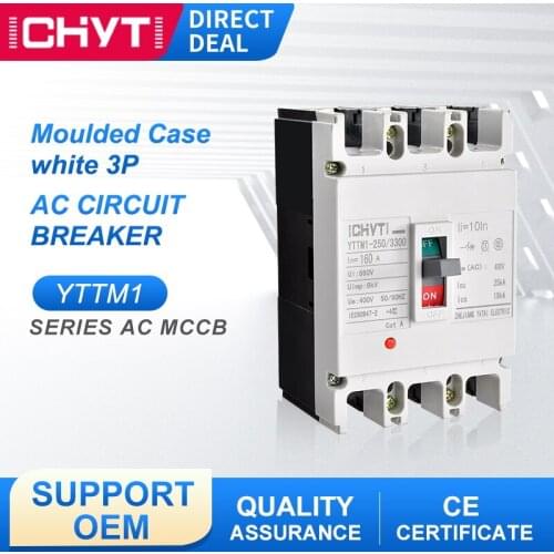 YTTM1 Moulded Case Circuit Breaker 250A Triple Phase 3P Transparent Ground Protector High Current Power Distribution OEM MCCB