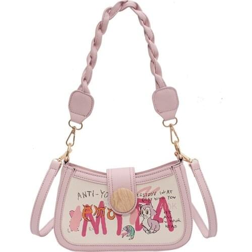 Women Spring/Summer 2021 New High Quality Fashion Printed Crossbody Bag Female INS Soft PU Leather Shoulder Underarm Bag