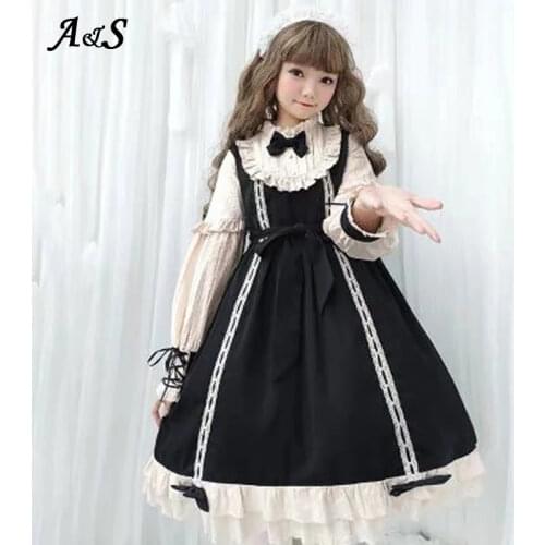 Anbenser Gothic Lolita Dress Retro Victorian Medieval Lace Black Red Dresses Women Princess Dress Girl Halloween Cosplay Costume