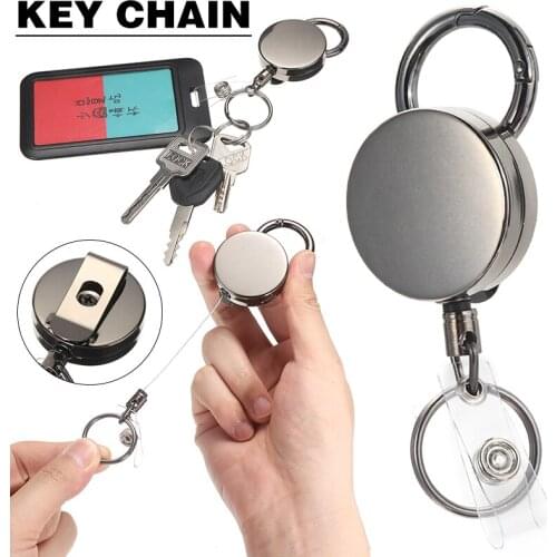 1Pcs Metal Plating Heavy Duty Pull Ring Retractable Key Chain Recoil Keyring Wire Rope Key Holder Potable Key Chain