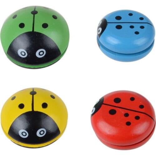 1pc funny Four colors ladybird Yo Yo ball Blue green red yellow Ladybug YOYO wooden Yo Yo toys for children