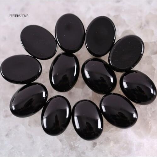 18x13MM&16x12MM CAB Cabochon Oval Natural Stone Beads Black Onyx For Jewelry Making Necklace Pendant Bracelet Earrings 10Pcs