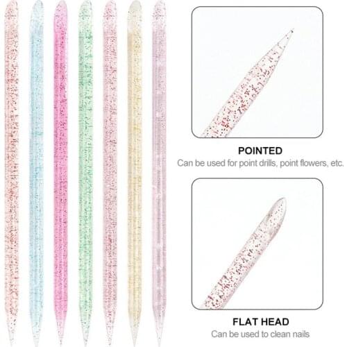 100 Pcs Nail Art Design Crystal Stick Double End Cuticle Pusher Remover Nail Manicure Pedicure Care Tools