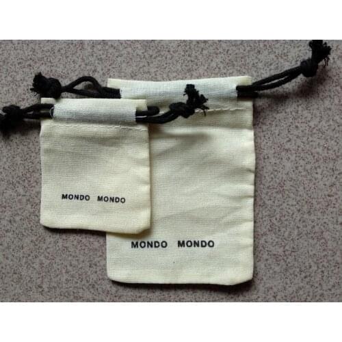 1000pcs small drawstring bags cotton jewelry bags size 5.7*5cm with custom logo printing for gift storage include DHL shipping