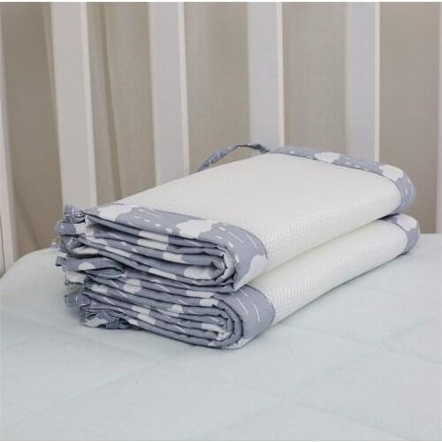 2PCS Long Cotton&Polyester Summer Baby Crib Bumper Safety Crash Barrier Breathable Newborn Bedding Safety 3D Baby Bumpers Sets