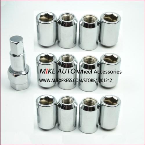20Nuts+1Key M12X1.25 Open End Carbon Steel Racing Wheel Tuner Lug Nut Security Lock For Car Wheel