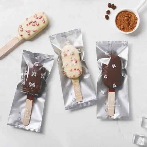 200pcs Transparent Ice Cream Packaging Bag Plastic Popsicle Sealed Bag DIY Ice Cream Packing Bags 19x8cm