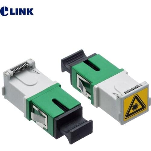 200pcs SC APC Fiber Adapter with shutter ftth sc coupler green SM connector with open dust shutter without flange Avoid Laser