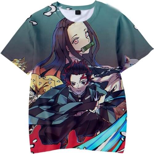 Demon Slayer 3D Anime T-shirt Cosplay Costumes Kamado Tanjirou Nezuko Anime Kimetsu No Yaiba Adult Kids Summer Tees Tops