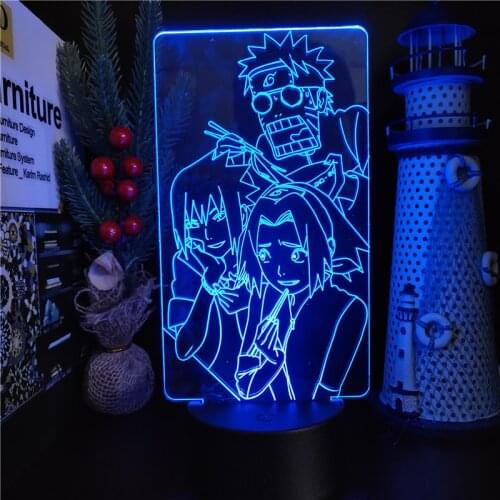Nartuo Sasuke Sakura 3D Lamp Led Cartoon Night Light Anime Bedroom Decor Bedside Change Colorful Touch Nightlight Manga Kid Gift
