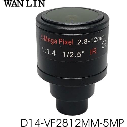 5MP 5.0Megapixel Varifocal 2.8-12mm Lens D14 Mount F1.4 Horizontal Viewing Angle 90~38D for CCTV Security Surveillance IP Camera