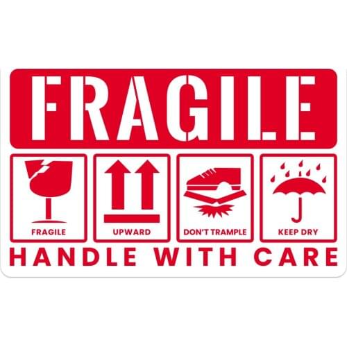 50Pcs/Pack Red Shipping Labels Mini Fragile Handle with Care Warning Stickers Keep Dry Upward Do Not Trample