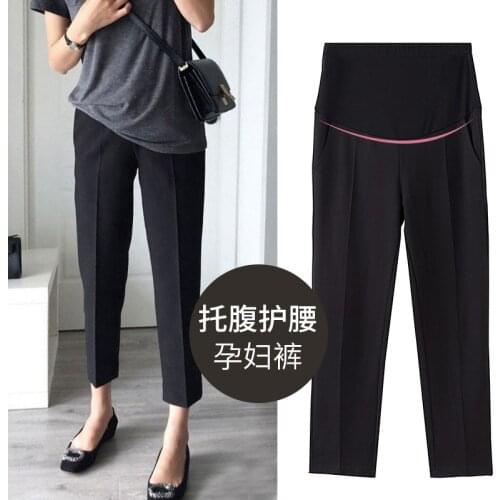 8810# Summer OL Formal Work Laides Maternity Pants High Waist Belly Straight Casual Pants for Pregnant Women Pregnancy Trousers