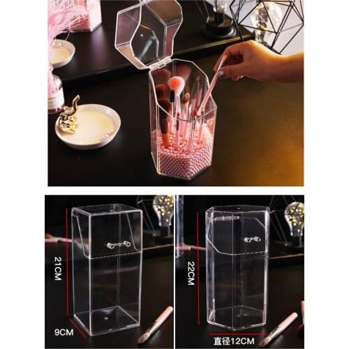 HUNYOO Tabletop Acrylic Makeup Organizer Lipstick/Makeup Brush/Nail Polish/Cosmetics Organizer Storage Makeup Brush Box Women