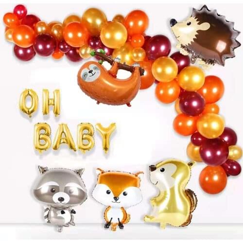 Ohbaby squirrel fox forest animal balloon garland kit jungle birthday party baby shower dress childrens day decoration