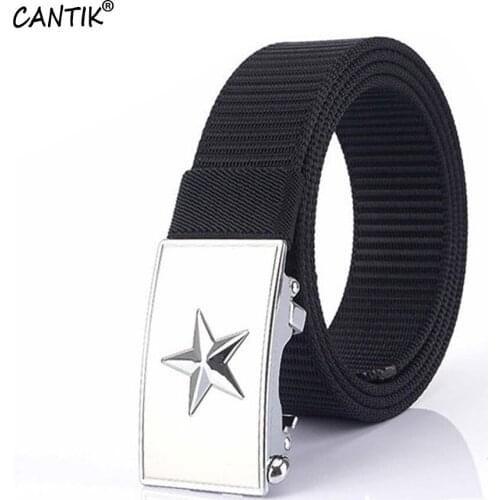 CANTIK Simple Design Fashion Star Pattern Automatic Buckles Quality Nylon Belts for Men Canvas Belt Accessories 3.5cm CBCA252