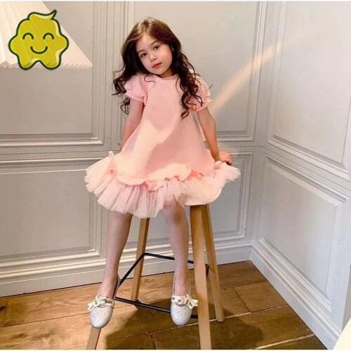 ChildrenS Dresses Summer Light Dress 2021 Kids Clothing Girls Knee-Length Casual O-Neck Baby Girl Clothes Birthday Dress New