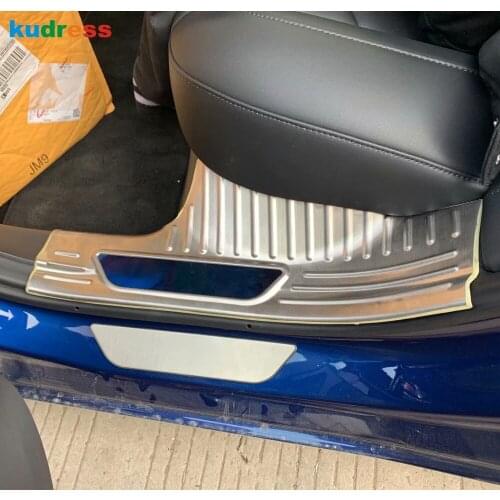For Tesla Model 3 2018-2021 2020 2021 Stainless Steel Inner Door Sill Scuff Plate Cover Trim Car Styling Accessories 4pcs