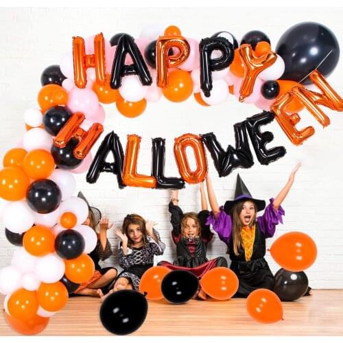 Halloween Decoration Balloon Arch Horror House Orange Black White Balloons Garland Kit Globos Halloween Party Decor Home Decor