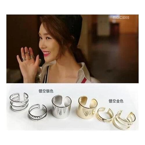 Korean movie masters sun with three sets of open ring smooth ring