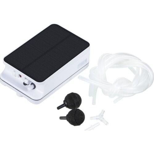 5V DC Solar-Powered Oxygen Pump Charging Oxygenator Fish Tank Aquarium Air Pump Rechargeable Battery Oxygen Air Bubble Noiseless