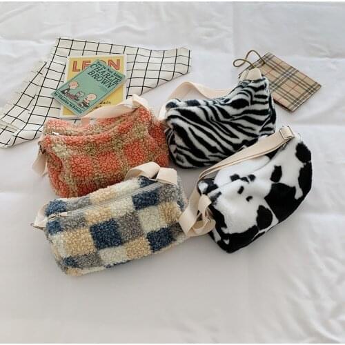 Autumn Fashion Plush Shoulder Bags Simple Chic Warm Travel Soft Women Vintage Messenger Bag Elegant Crossbody Bag