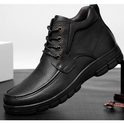 Mens Boots Genuine Leather Warm Winter Boots for Men High Quality Business Shoes Man Luxury Brand Male Footwear Plus Size 38-48
