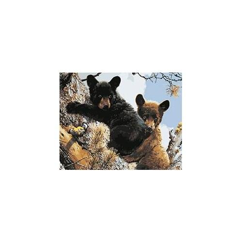 MaHuaf-X1116 baby black bears on trees DIY oil painting coloring by numbers digital Hand-painted canvas painting for home decor