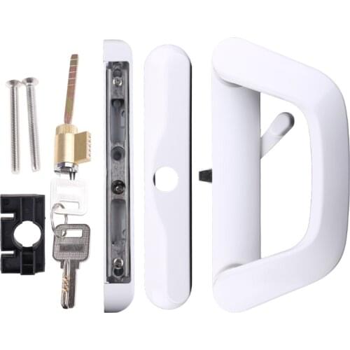 Sliding Patio Door Handle Set with Key Easy Installation Zinc Alloy Mortise-Style Door Handle Lock White/Black