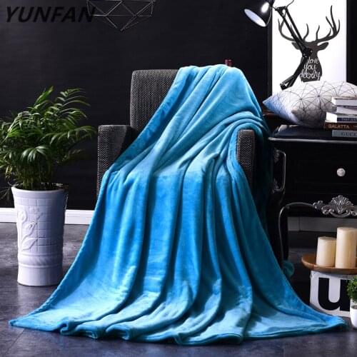 2019 New Throw Blanket Blue Soft Coral Warm Blankets Travel Flannel Sofa Fleece Blankets For Bed Warm Cobertor solid bedding