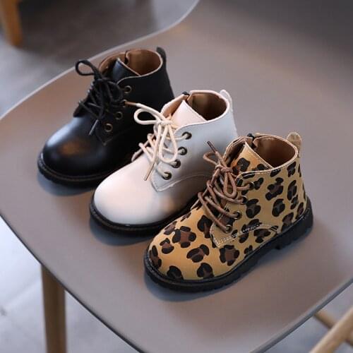 2021 New Children Shoes PU Leather Waterproof Leather Boots Kids Leather Shoes Brand Girls Boys Rubber Boots Fashion Sneakers