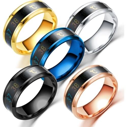 New smart temperature ring titanium steel couple temperature ring letter net celebrity creative jewelry manufacturer