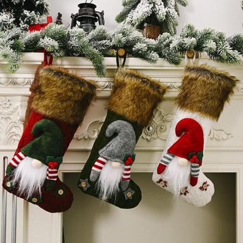 2021 New Year Gift and Nativity Christmas Socks Decoration Tree Drop Ornaments Goods Santa House Accessories for The Home Decor