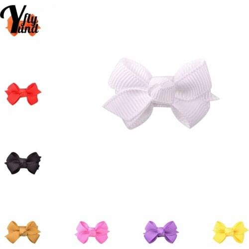 Yundfly 10pcs/lot 4 CM Mini Solid Color Bowknot Bangs Hairpins Fashion Grosgrain Ribbon Bows Baby Hair Clips DIY Styling Tools