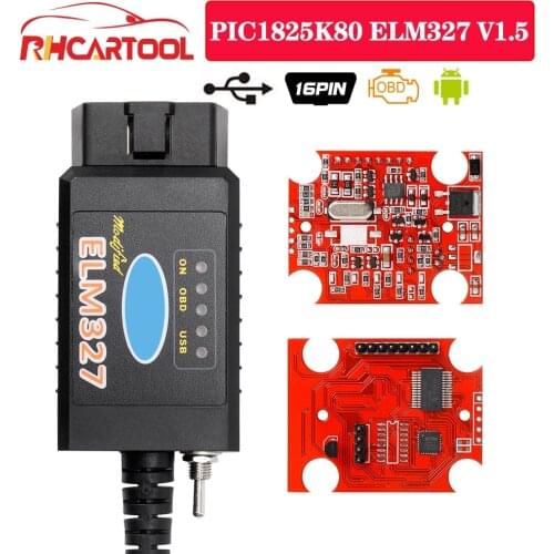 PIC1825K80 ELM327 USB V1.5 For Ford FTDI chip with switch HS/MS OBD 2 CAN For Forscan car diagnostic Tool & elm 327 usb Version
