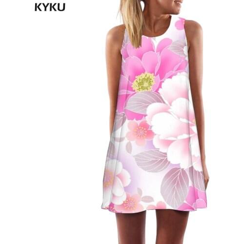 KYKU Brand Flower Dress Women Art Party Colorful 3d Print Harajuku Ladies Dresses Womens Clothing Tassel New Large Sizes Fashion