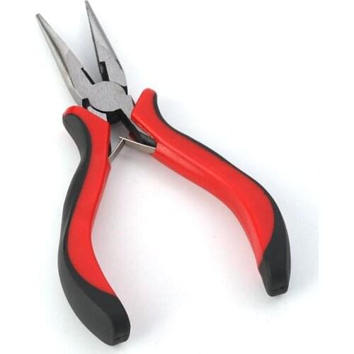 DoreenBeads Iron Flat Nose Pliers Beading Jewelry Tool Making Hand Tools Black/Red Color DIY Jewelry 13.5cm(5 3/8"), 1 Piece