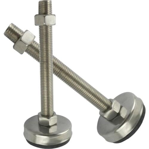 2pcs M16x150mm Adjustable Foot Cups 85mm Diameter 304Stainless Non-skid Base M16 Thread 150mm Length Articulated Leveling Foot