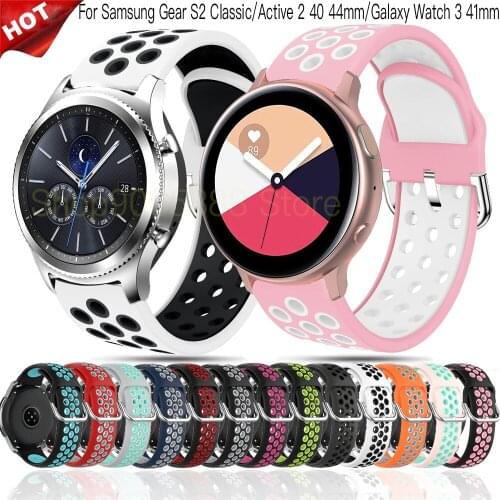 20mm Silicone Strap for Samsung Galaxy Watch Active 2 40/44 female Bracelet Gear S2 Classic 3 41mm Replacement Easy Fit Strap