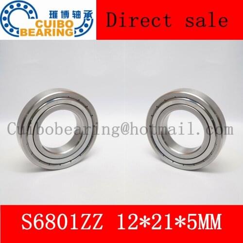 S6801ZZ Stainless Steel Shielded Miniature Ball Bearings size:12*21*5m s6801 zz