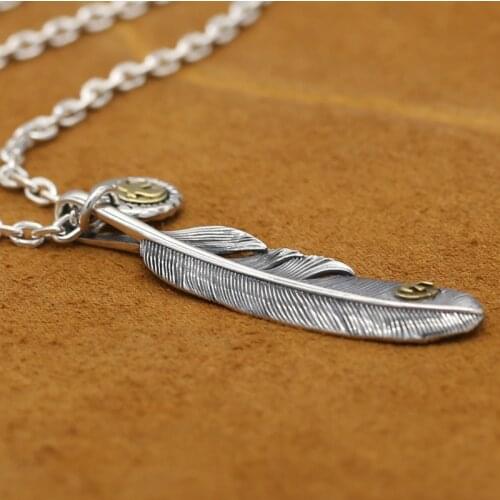 S925 Sterling Silver Jewelry Retro Thai Silver Personality Takahashi Goro Handmade Eagle Feather Pendant