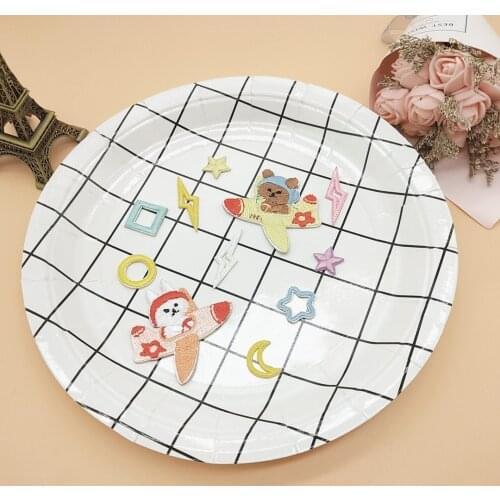 Self-adhesive Cartoon Bear Rabbit Aircraft Star Embroidery Iron on Patches for Clothing Shoes Backpacks Clothes Sticker Applique