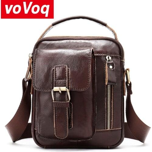 Mens Genuine Leather Leisure Shoulder Messenger Bag Male Casual Multifunction Small Crossbody Flap Hangbag Man Messenger Bags