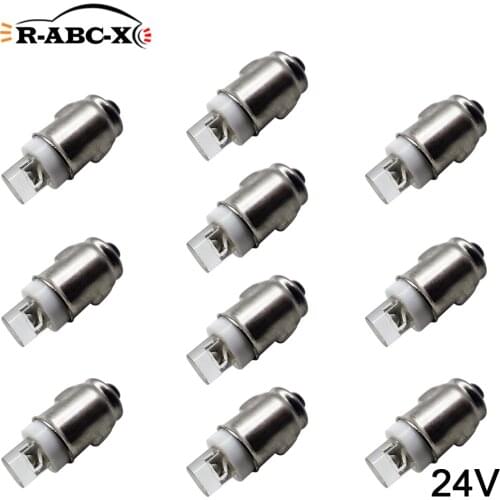 RUIANDSION 10 Pcs BA7S T7 LED Bulb DC 24V Cars Dashboard Light Trucks Instrument Panel Lamp 6000K White 50Lm Energy Efficient