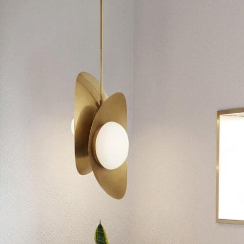 LED Pendant Light Home Decor Glass+Iron Crescent Luminaire Lamp with G9 Bulb for Living Room Home Hotel Aisle Store Bar