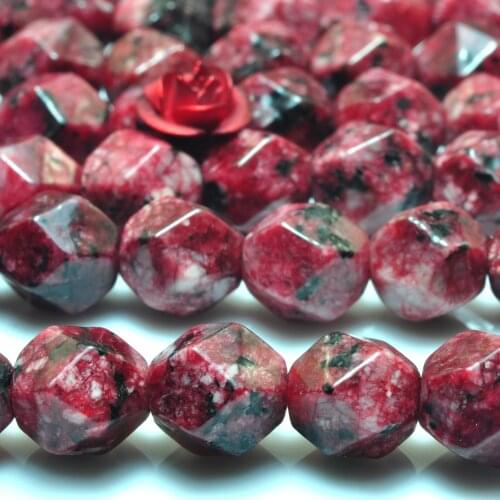 Dark Red Jade Star Cut Faceted Nugget Loose Beads Wholesale Gemstone Semi Precious Stone Bracelet Necklace Diy Jewelry Making